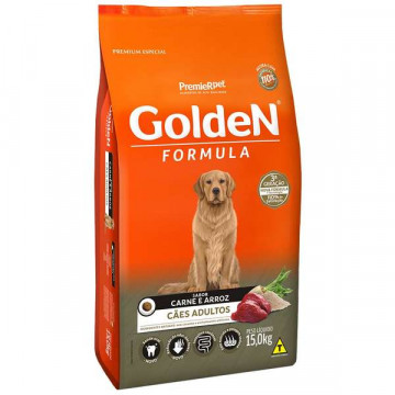 Ração Premier Pet Golden Cães Adultos Carne e Arroz - 15kg